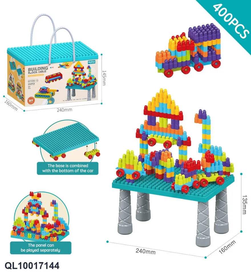 DIY Second Generation Bullet Block Table Set 400Pcs/Rainbow Color Storage Box wholesale from Qili Toys