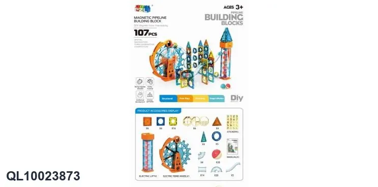 Electric Ferris Wheel Magnetic Pipe Building Blocks (107PCS Color Box wholesale from Qili Toys