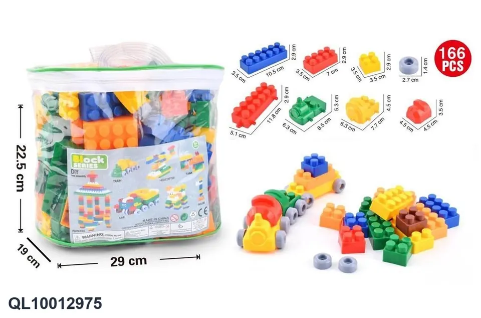 Large Particle Building Blocks (166pcs, children's building blocks toy educational large particle brain-moving assembly combination) Tote Bag wholesale from Qili Toys