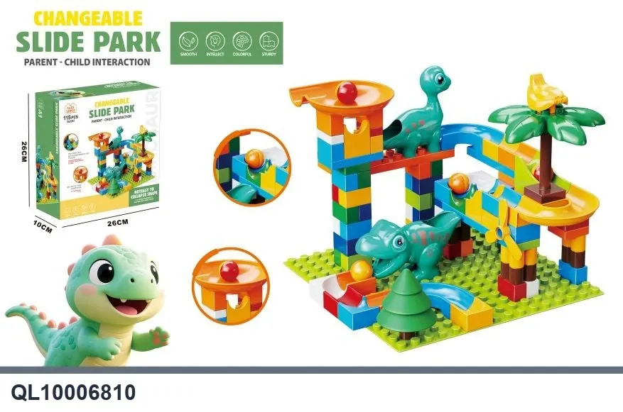 Large Particle Dinosaur Ball Slide (115pcs) Color Box wholesale from Qili Toys