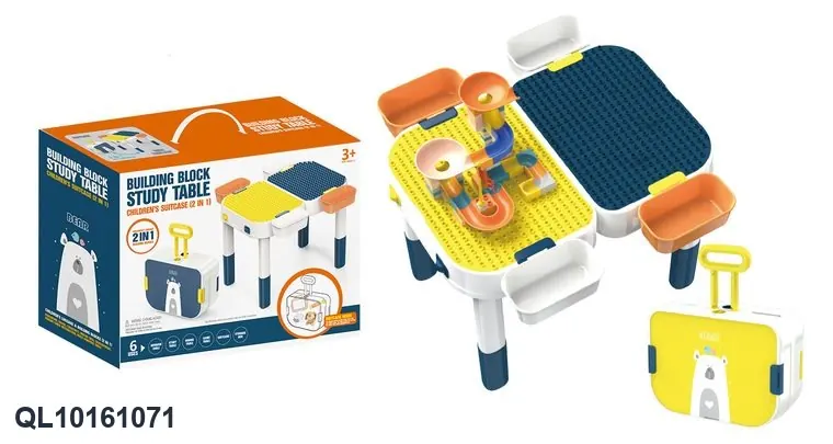 Luggage-Shaped Toy Table, Learning Table + 74 Sliding Blocks Color Box wholesale from Qili Toys