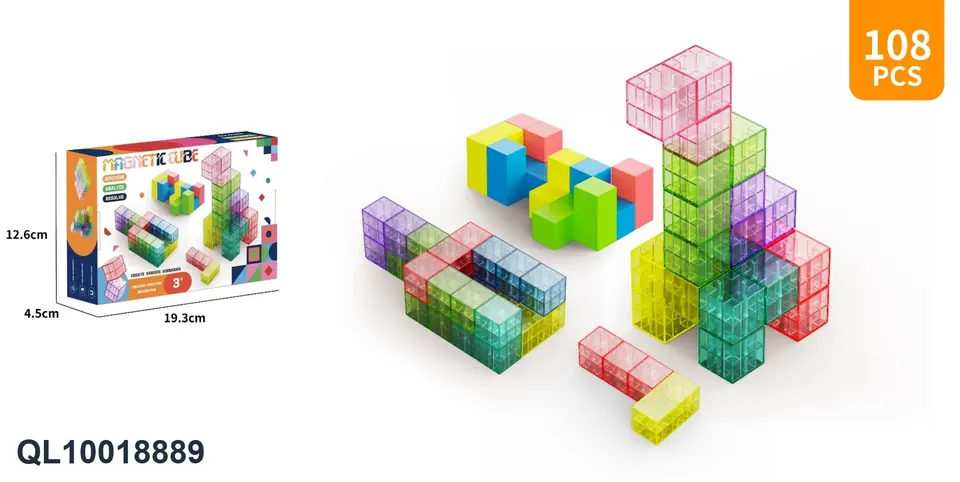Magnetic Building Blocks-Transparent Science And Education Building Blocks 108PCS108PCS Color Box wholesale from Qili Toys