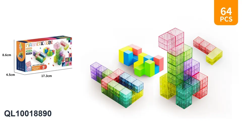Magnetic Building Blocks-Transparent Science And Education Building Blocks 64PCS64PCS Color Box wholesale from Qili Toys