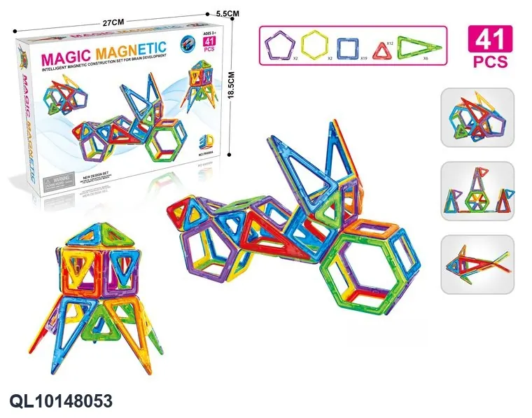 Magnetic Tiles Building Set (41 pcs) Color Box wholesale from Qili Toys