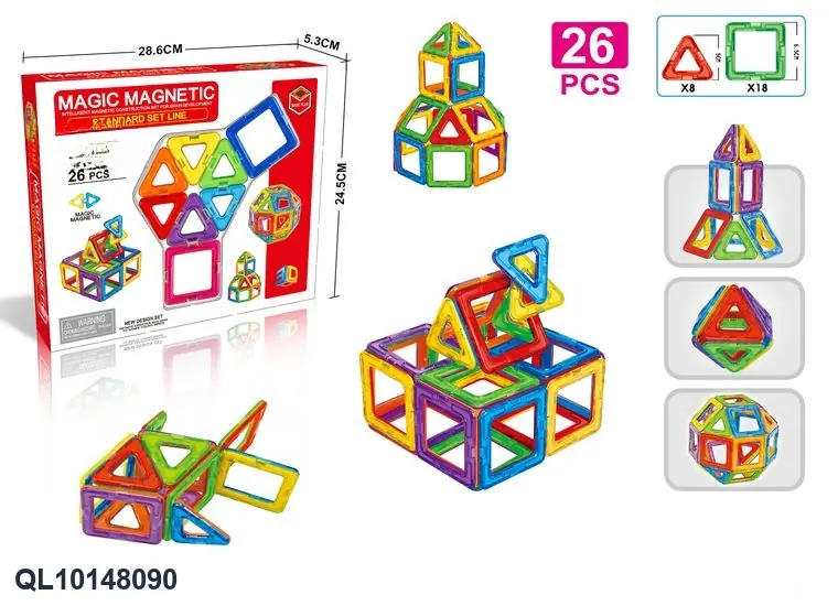 Magnetic Tiles Building Set (26 pcs) Color Box wholesale from Qili Toys