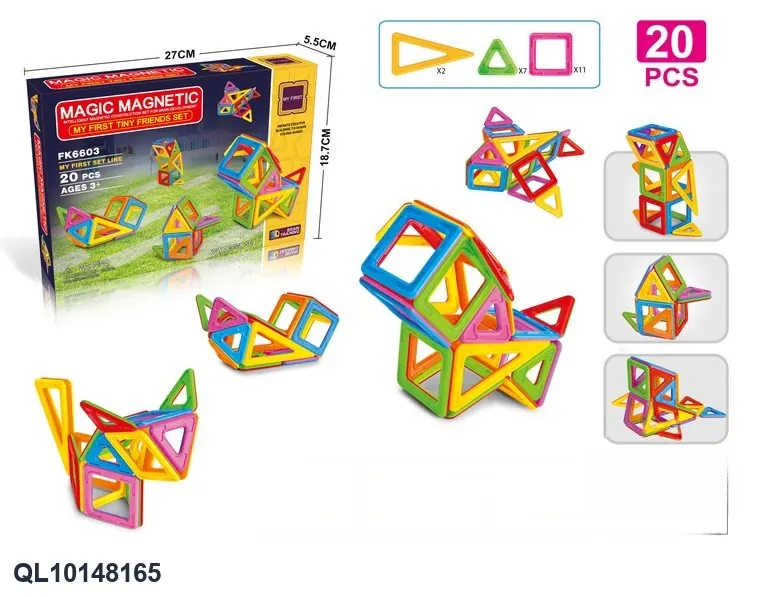 Magnetic Tiles Building Set (20 pcs) Color Box wholesale from Qili Toys
