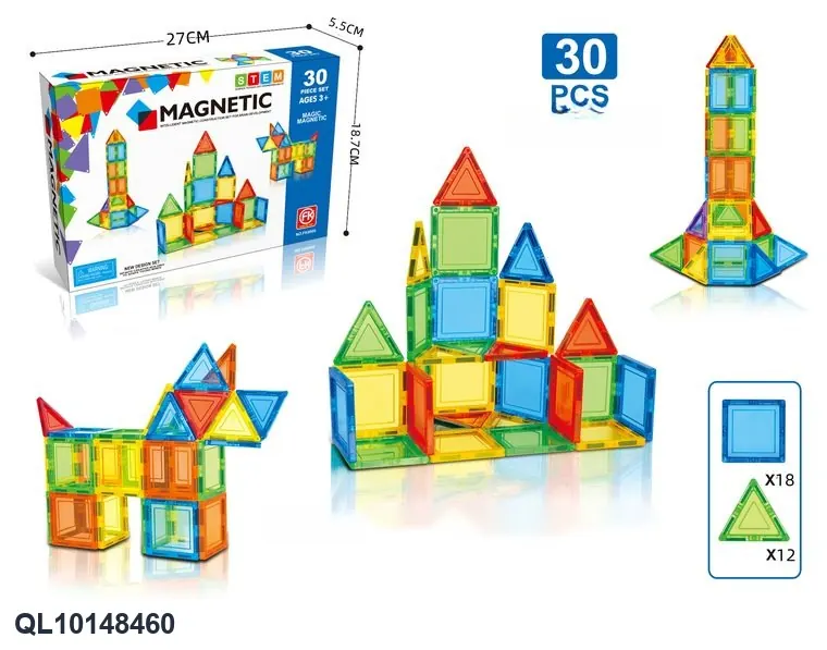Magnetic Tiles Building Set (30 pcs) Color Box wholesale from Qili Toys