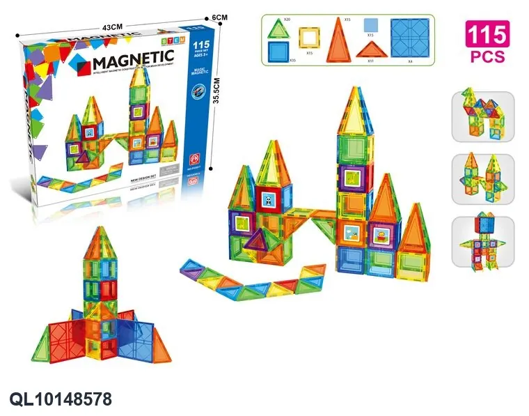 Magnetic Tiles Building Set (115 pcs) Color Box wholesale from Qili Toys
