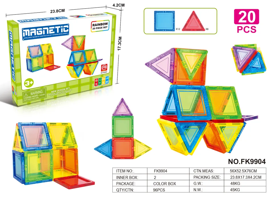 Magnetic Tiles Building Set (20 pcs) Color Box wholesale from Qili Toys