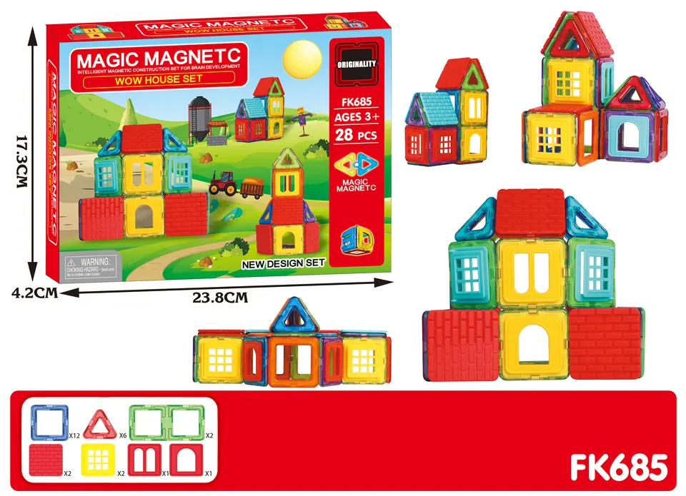 Magnetic Tiles Building Set (28 pcs) Color Box wholesale from Qili Toys