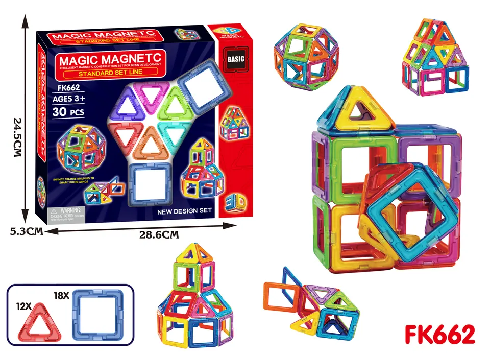 Magnetic Tiles Building Set (30 pcs) Color Box wholesale from Qili Toys