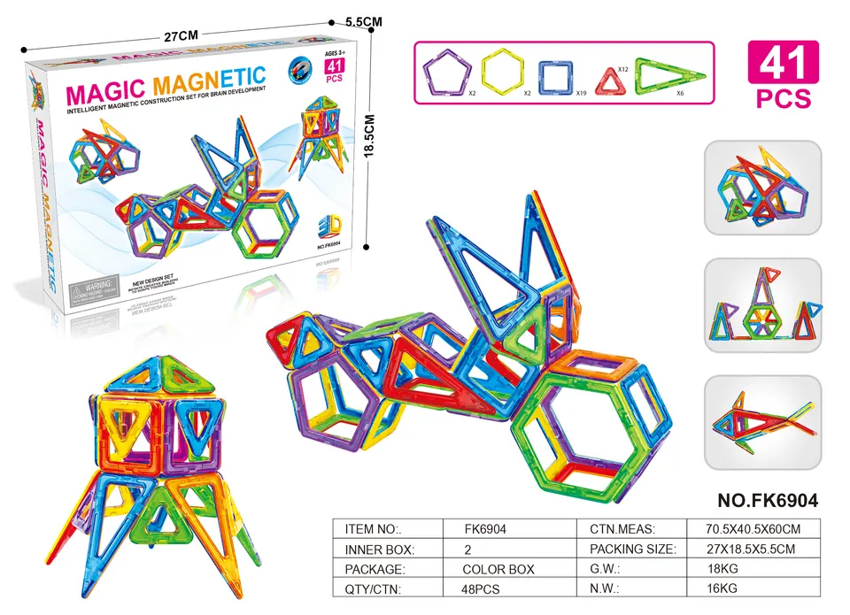 Magnetic Tiles Building Set (41 pcs) Color Box wholesale from Qili Toys