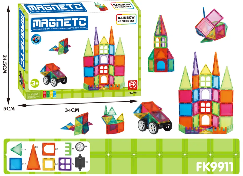 Magnetic Tiles Building Set (42 pcs) Color Box wholesale from Qili Toys