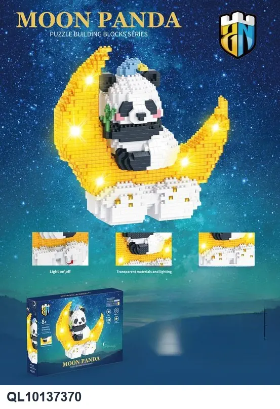 Moon-Shaped Panda Building Blocks Color Box wholesale from Qili Toys