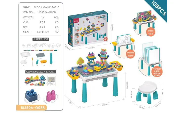 Multifunctional Building Block Game Table - DIY Second Generation Bullet + Particle Building Blocks 108Pcs (bullet building blocks, ever-changing building blocks, columns, inserted building blocks, educational toys, assembled building blocks, particle building blocks table) Portable Box wholesale from Qili Toys