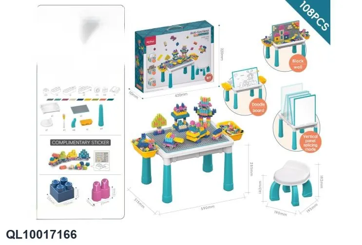 Multifunctional Building Block Game Table - DIY Second Generation Bullet + Particle Building Blocks 108Pcs (bullet building blocks, ever-changing building blocks, columns, inserted building blocks, educational toys, assembled building blocks, particle building blocks table) Portable Box wholesale from Qili Toys