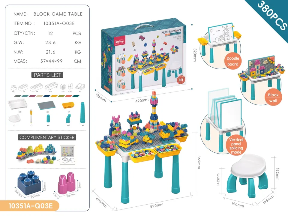 Multifunctional Building Block Game Table-DIY Second Generation Bullet + Particle Building Blocks 380Pcs (bullet building blocks, ever-changing building blocks, columns, inserted building blocks, educational toys, assembled building blocks, particle building blocks table) Portable Box wholesale from Qili Toys