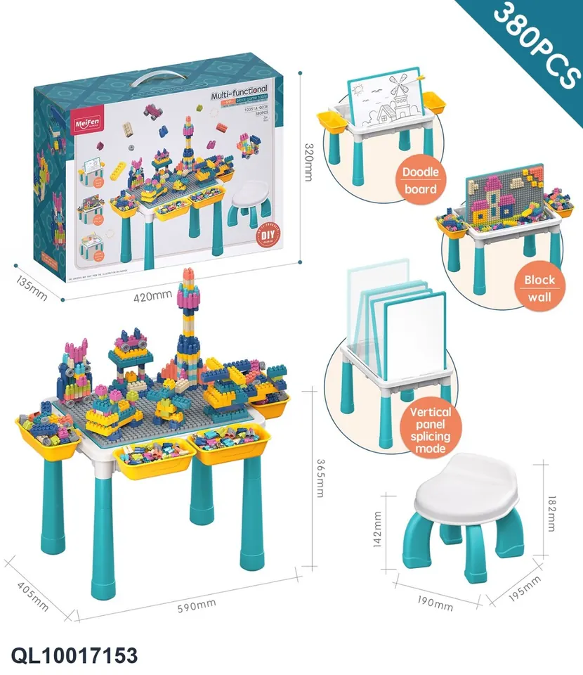 Multifunctional Building Block Game Table-DIY Second Generation Bullet + Particle Building Blocks 380Pcs (bullet building blocks, ever-changing building blocks, columns, inserted building blocks, educational toys, assembled building blocks, particle building blocks table) Portable Box wholesale from Qili Toys
