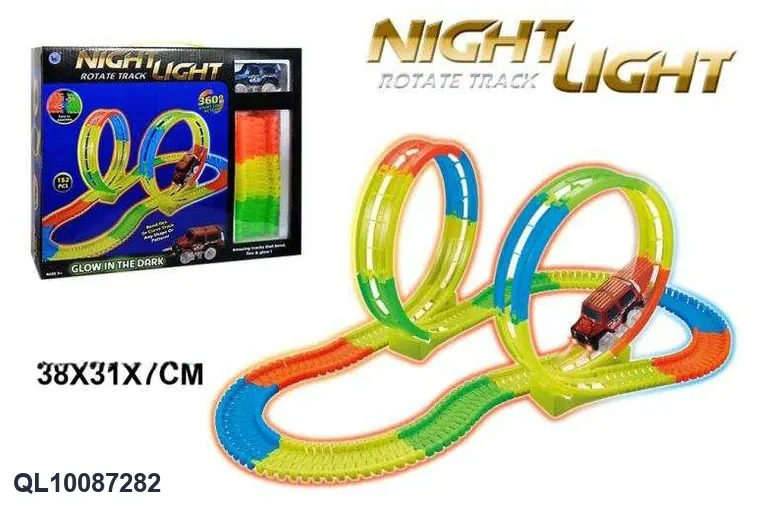 Night-Illuminated Track Car (360-degree rotation, 152 pieces, requires 2 aaa batteries - batteries not included) Display Box wholesale from Qili Toys