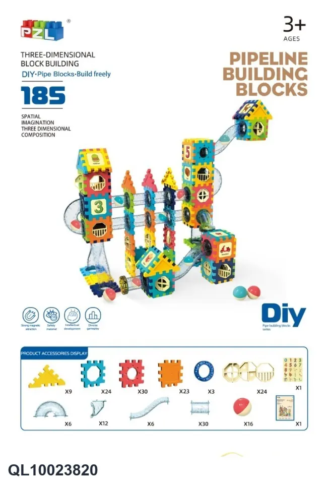 Pipe Ball Building Blocks (185 pcs) Color Box wholesale from Qili Toys