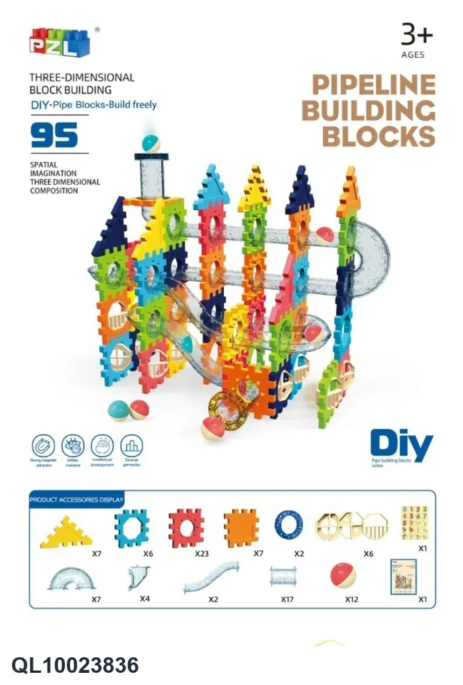 Pipe Ball Building Blocks (95 pcs) Color Box wholesale from Qili Toys