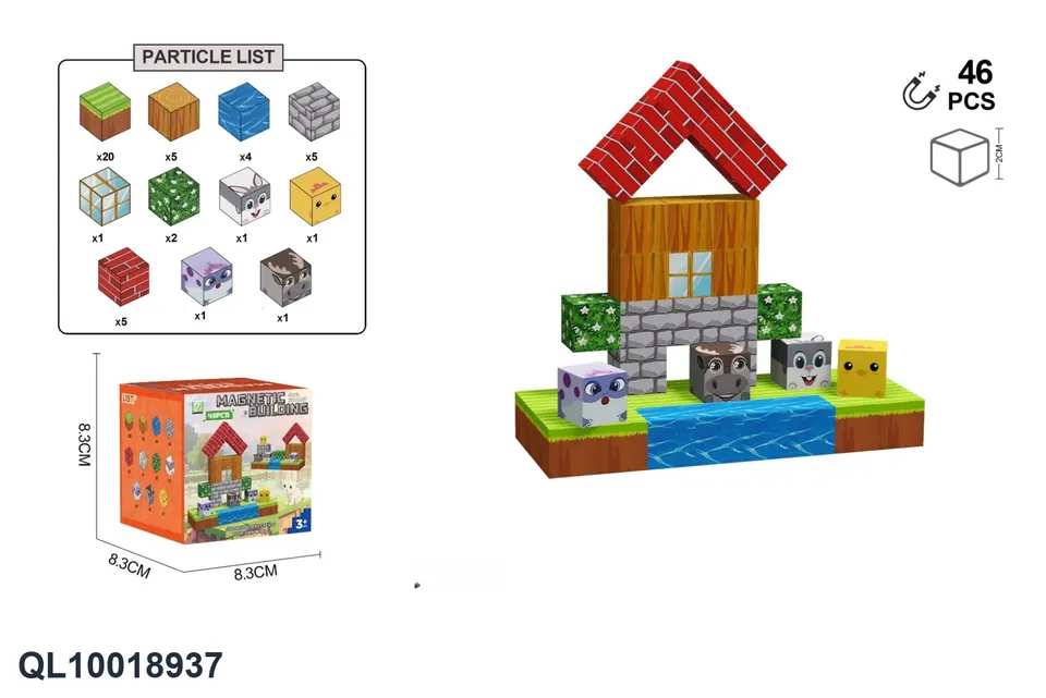 Pixel Sandbox Magnetic Block Building Blocks-Animal Garden 46PCS Color Box wholesale from Qili Toys