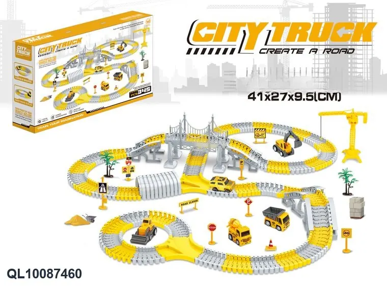 Rapid Electric Engineering Track Car (without flashing lights, 345 pieces, requires 1 aa battery - battery not included) Color Box wholesale from Qili Toys
