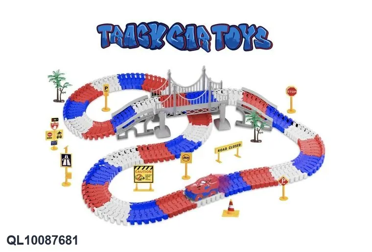 Rapid Track Electric Train Set (234 pieces), Excluding One AA Battery (battery not included). For Offline Use Only. Color Box wholesale from Qili Toys