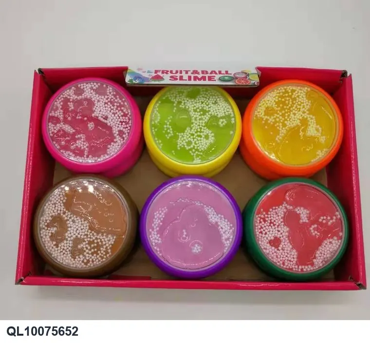 Slime, Round, Transparent, Crystal-Like, With Foam Particles, In A Colorful Box (12 bottles) Color Box wholesale from Qili Toys