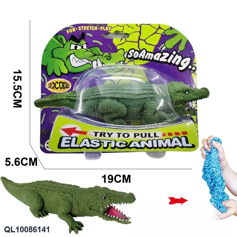 TPR Crocodile Stretching And Rebounding (filled with foam particles for internal use) - Single Unit Cardboard Packaging wholesale from Qili Toys
