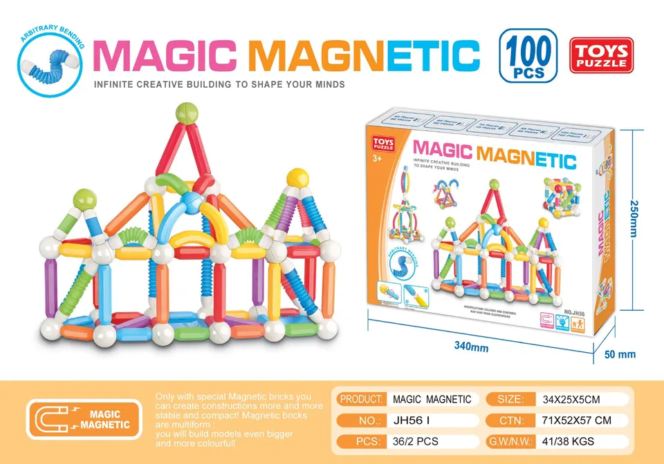 Telescopic Magnetic Rod (100pcs) Color Box wholesale from Qili Toys