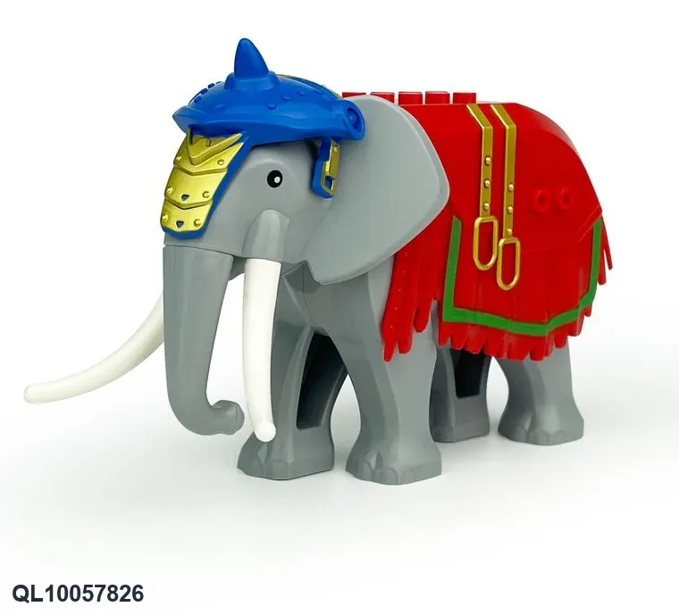 76913A-Red War Elephant (light gray male elephant + red robe + blue headgear) Bagged Pack wholesale from Qili Toys