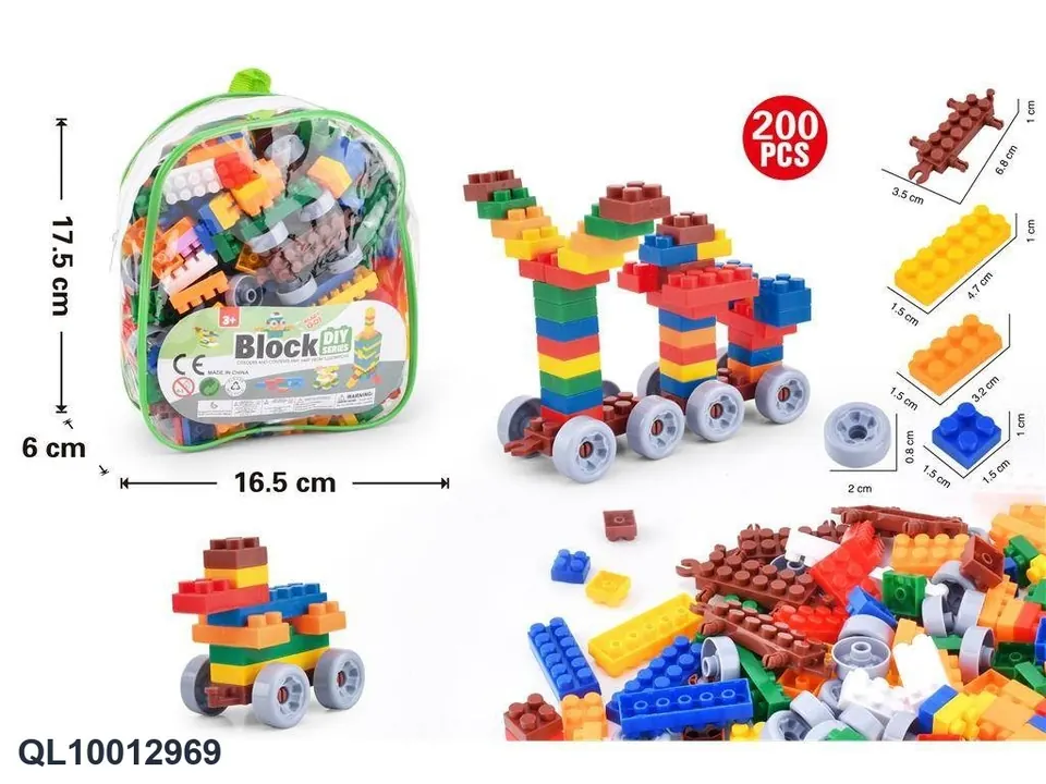 Building Blocks 200PCSDIY Assembled And Inserted Creative Modeling Building Blocks Backpack Bag wholesale from Qili Toys