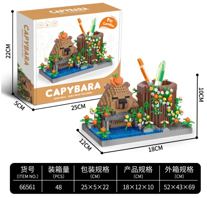 Capybara Lying On Desk Micro Building Blocks Educational Toy Airplane Box wholesale from Qili Toys