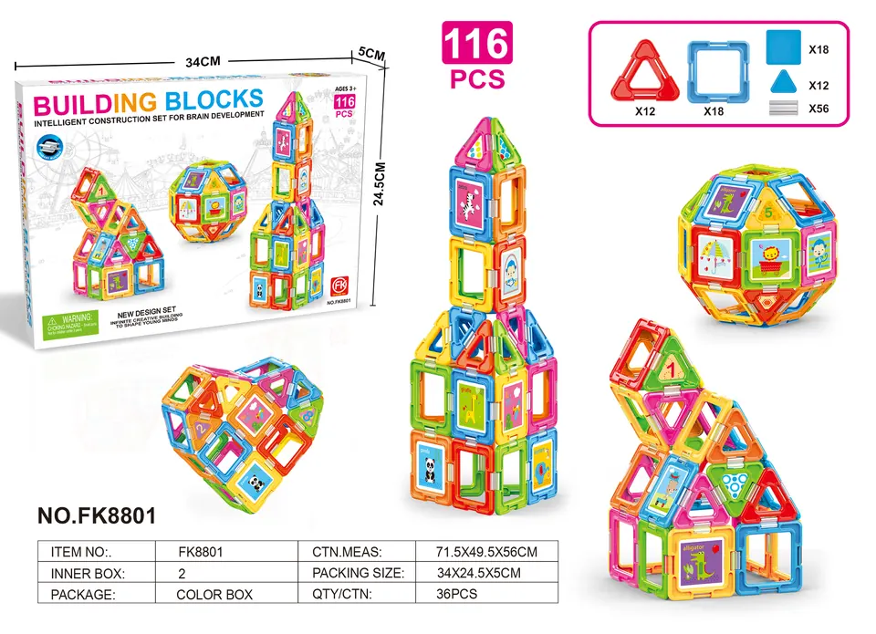 Creative Assembly Building Blocks Set (116 pcs) Color Box wholesale from Qili Toys