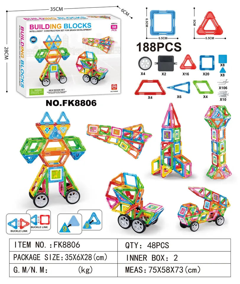 Creative Assembly Building Blocks Set (188 pcs) Color Box wholesale from Qili Toys
