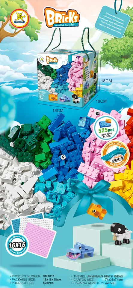 Creative Assembly Building Blocks Set Portable Color Box wholesale from Qili Toys