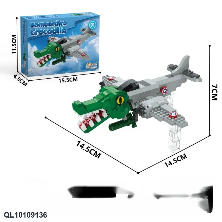 Crocodile Head Bomber Micro Building Blocks Educational Toy Color Box wholesale from Qili Toys