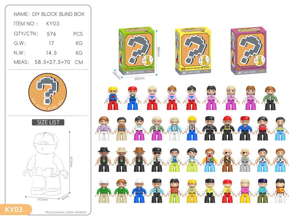 DIY Sealable Building Block Blind Box Upgrade Edition [Random Selection Of 33 Building Block Figures Per Box] Standard Color-Coded Boxes wholesale from Qili Toys