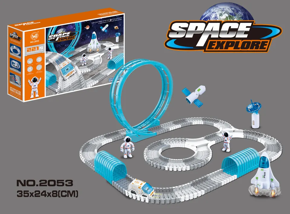 High-Speed Electric Track Car (221 pieces), Does Not Include AAA Batteries (batteries not included). Color Box wholesale from Qili Toys