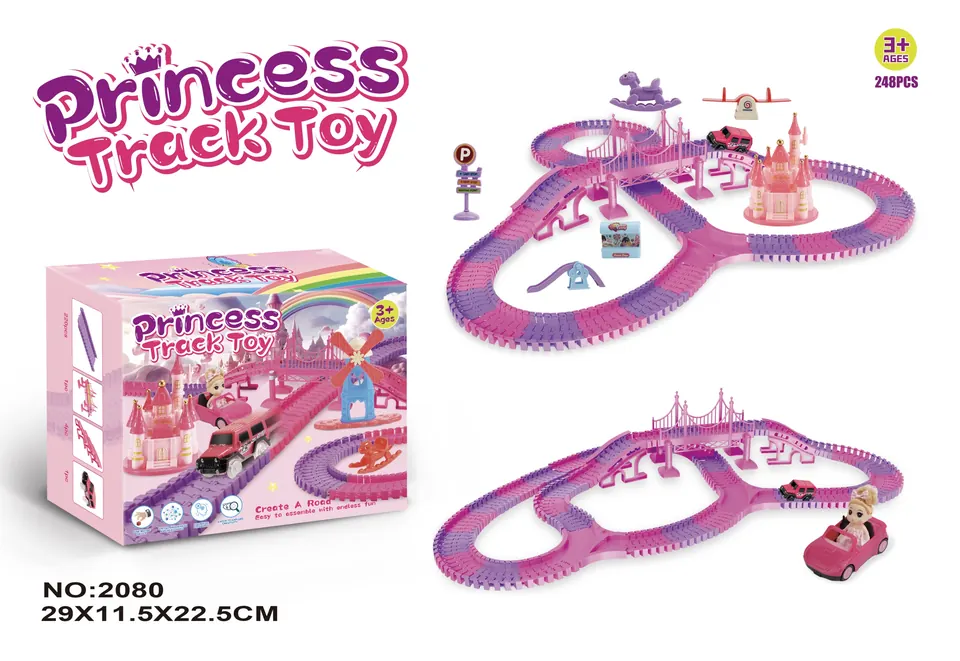 High-Speed Electric Track Car (248 pieces), Does Not Include AA Batteries (batteries not included). Color Box wholesale from Qili Toys