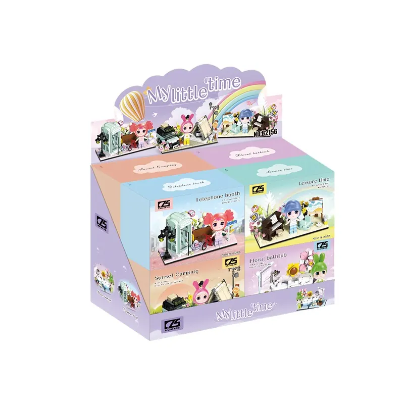 Hourly Time (1pdq) 4PCS Single Price Building Blocks Display Box wholesale from Qili Toys