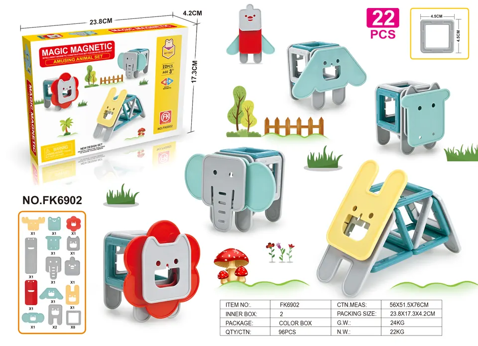 Magnetic Tiles Building Set (22 pcs) Color Box wholesale from Qili Toys