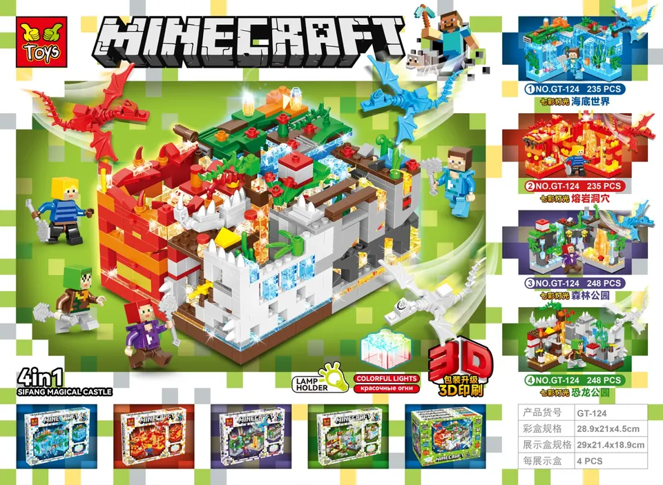 Minecraft Building Blocks With Lights Color Box wholesale from Qili Toys