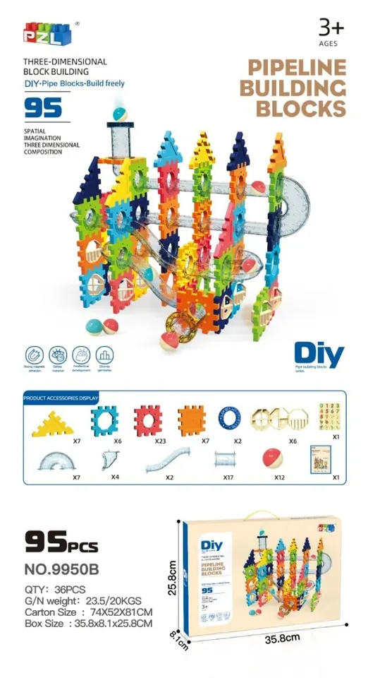 Pipe Ball Building Blocks (95 pcs) Color Box wholesale from Qili Toys