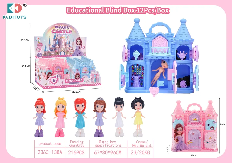 Princess Magic Castle (educational blind box): A Set Of 12 Pieces In A Blind Box Format. Display Box wholesale from Qili Toys