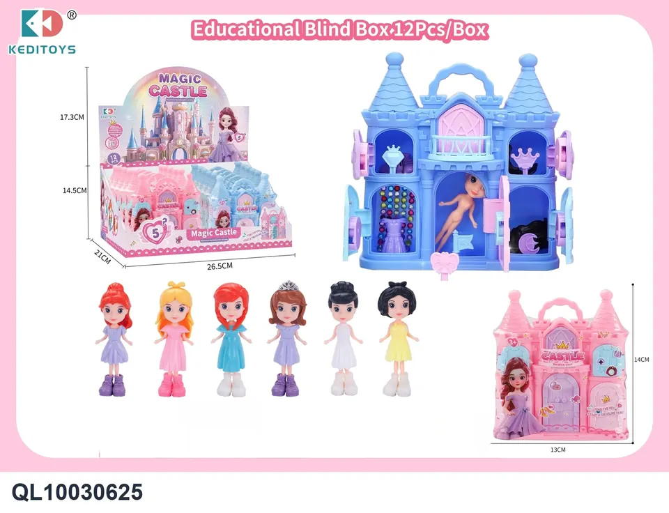 Princess Magic Castle (educational blind box): A Set Of 12 Pieces In A Blind Box Format. Display Box wholesale from Qili Toys