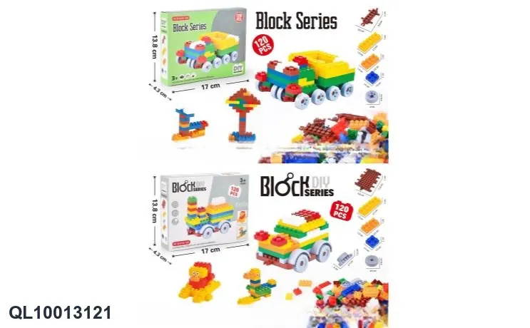 Puzzle Building Blocks 120PCS (two types mixed, diy assembled and inserted creative modeling building blocks) Color Box wholesale from Qili Toys