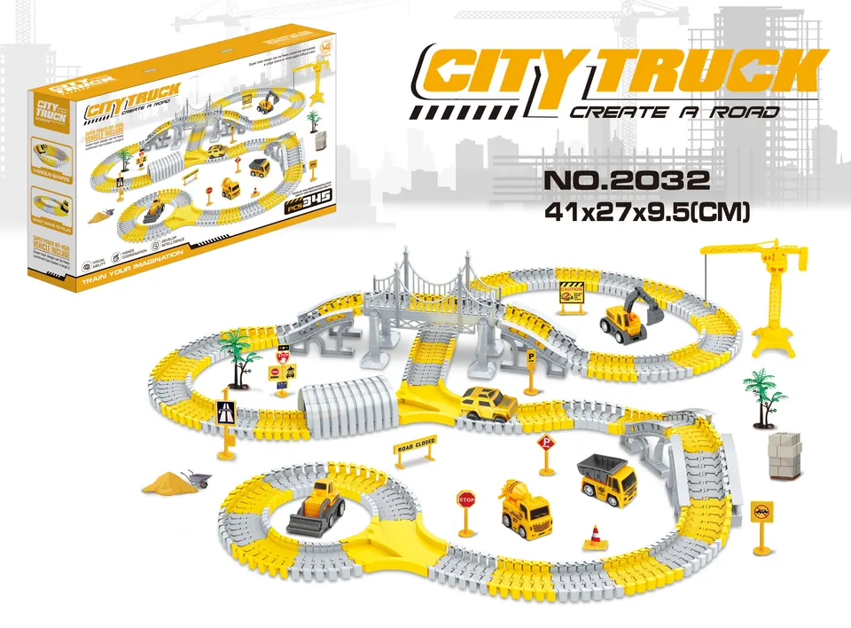 Rapid Electric Engineering Track Car (without flashing lights, 345 pieces, requires 1 aa battery - battery not included) Color Box wholesale from Qili Toys