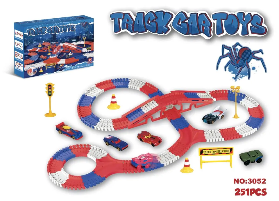 Rapid Track Electric Train Set (251 pieces), Excluding One AA Battery (battery not included). For Offline Use Only. Color Box wholesale from Qili Toys